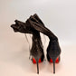 CHRISTIAN LOUBOUTIN Jennifer Perforated Black Leather Boots - New, Size 38