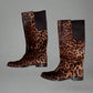 A pair of DOLCE & GABBANA leopard print calf hair knee-high boots, size 38