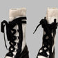 CHRISTIAN DIOR Black Leather & White Knit Lace-Up Combat Boots – Size 38 | Luxury Designer Footwear