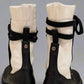 CHRISTIAN DIOR Black Leather & White Knit Lace-Up Combat Boots – Size 38 | Luxury Designer Footwear