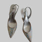 Authentic FENDI Roma Silver Crystal Slingback Pumps Sculptural Metal Heel Size IT 39 Excellent Condition