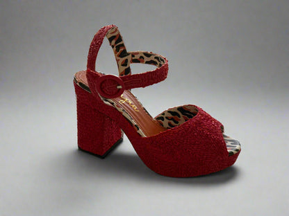 Charlotte Olympia Red Raffia Platform Heels – Size IT 38, Made in Italy, Almost New