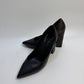 LOUIS VUITTON Black/Brown Leather and Monogram Canvas Pointed Toe Block Heel Pumps – Size 37.5 | Made in Italy