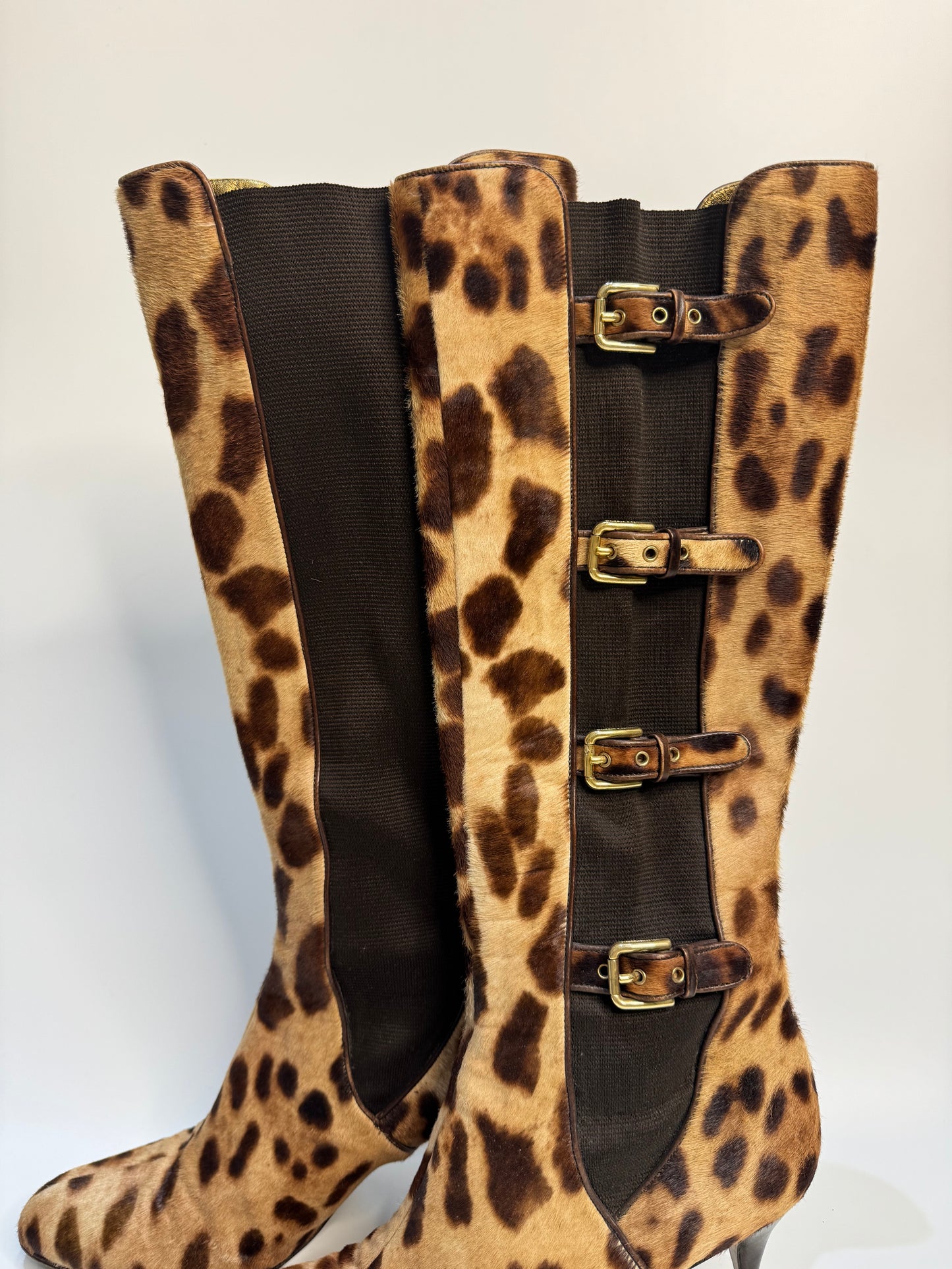 DOLCE & GABBANA Leopard Print Leather Boots - Size 41 | Made in Italy | Luxury Designer Footwear