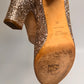 JIMMY CHOO Metallic Gold Coarse Glitter Billie Block Heel Pumps Size 38