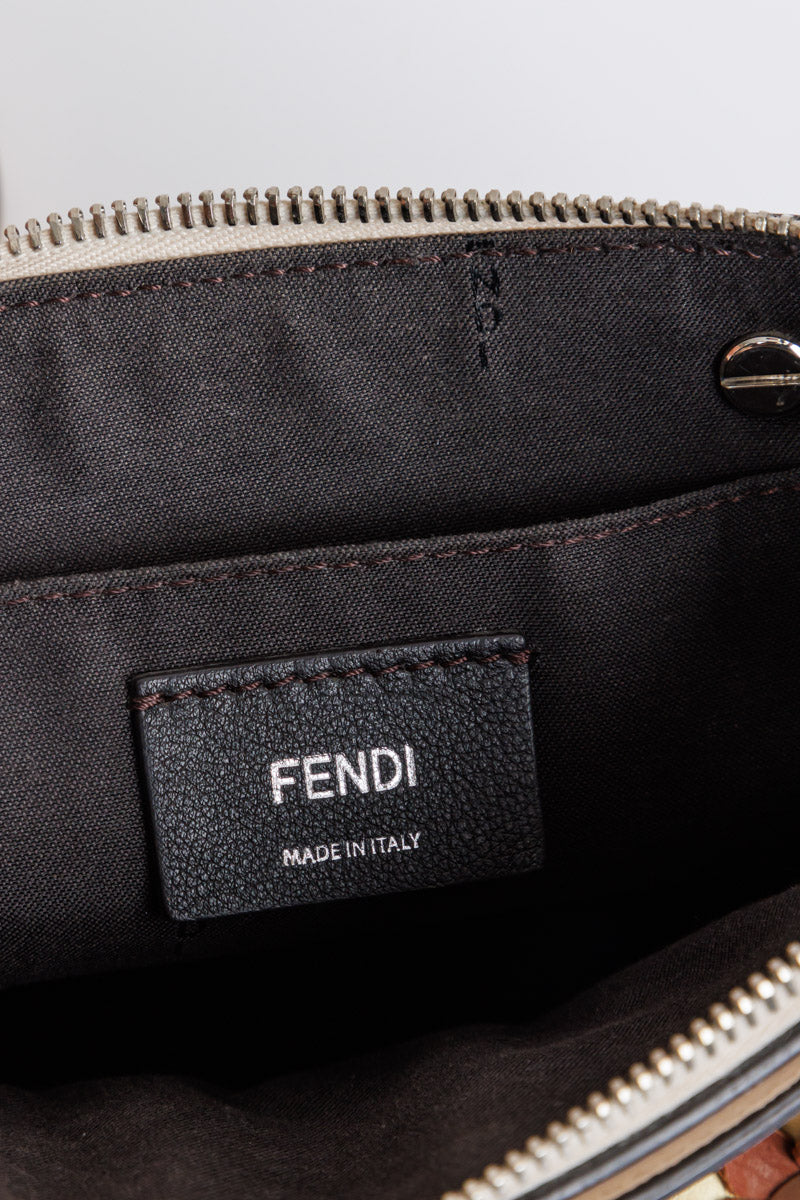 FENDI Off White Leather Mini By The Way Flowerland Crossbody Bag