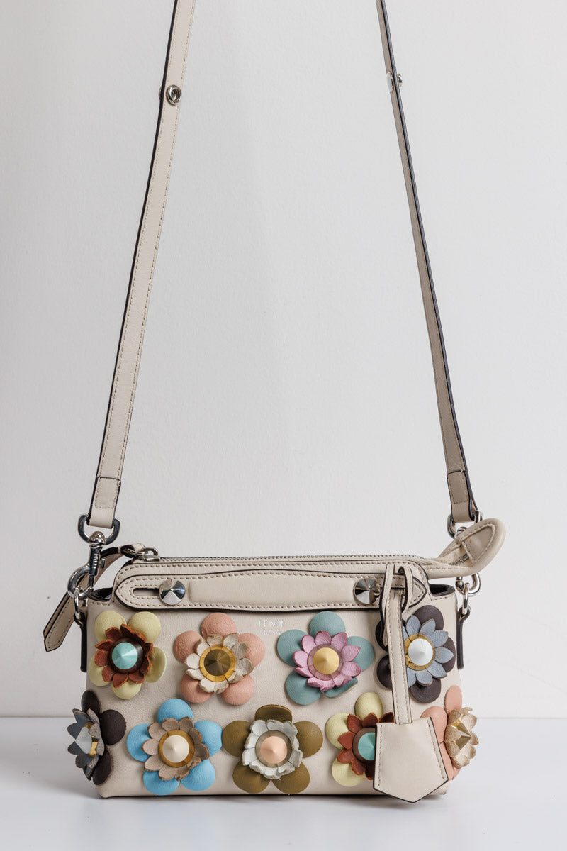 FENDI Off White Leather Mini By The Way Flowerland Crossbody Bag InFashionForever