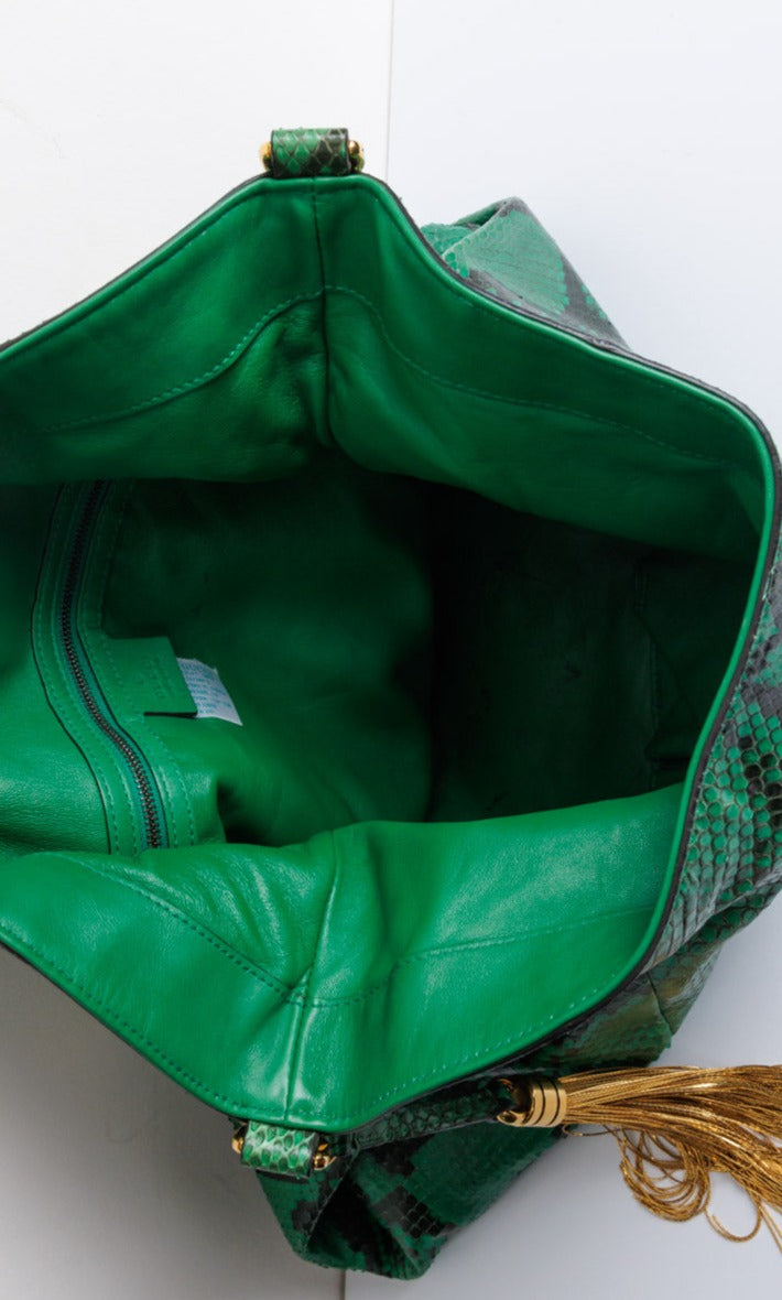 תיק כתף עור Python ירוק GUCCI | אלגנטיות ויוקרתיות מעודנות
