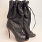 CHRISTIAN LOUBOUTIN Jennifer Perforated Black Leather Boots - New, Size 38