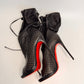 CHRISTIAN LOUBOUTIN Jennifer Perforated Black Leather Boots - New, Size 38