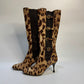 DOLCE & GABBANA Leopard Print Leather Boots Size 41 - Luxury Italian Designer Footwear in Excellent Condition