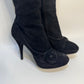 LOUIS VUITTON Black Suede Leather Boots - Size 40 | Excellent Condition - Luxury Footwear