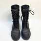 Christian Dior Black Lace Rubber Combat Boots Size 38 – Luxury Italian designer boots with lace-up style, durable rubber material, gripped soles for traction, and iconic CD logo. Stylish, versatile, and perfect for any occasion.