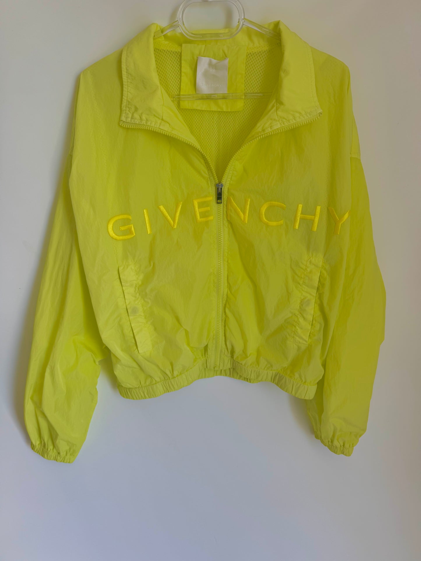 Givenchy Yellow Windbreaker Jacket with Embroidered Logo, Size 40 – New with Tags, Made in Italy