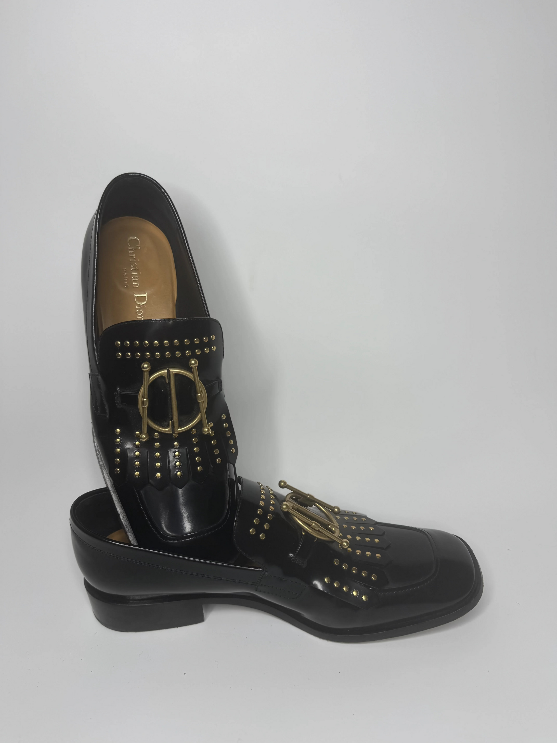 Christian Dior Black Patent Leather Flats – Size 38, Timeless Italian Luxury