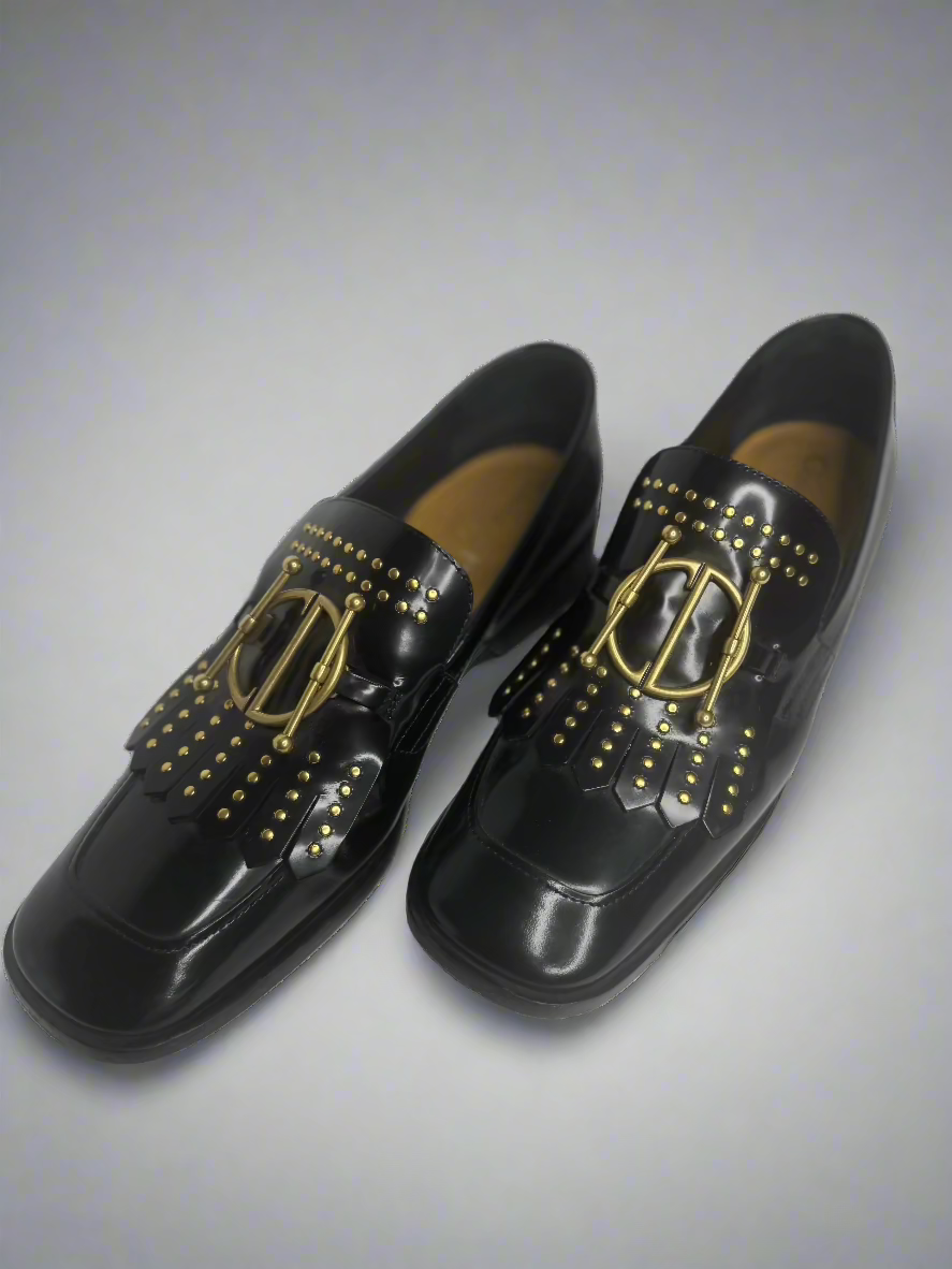 Christian Dior Black Patent Leather Flats – Size 38, Timeless Italian Luxury