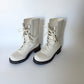 Christian Dior Off-White Cream Leather Lace-Up Tall Boots Size 38 – Italian Elegance