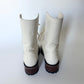 Christian Dior Off-White Cream Leather Lace-Up Tall Boots Size 38 – Italian Elegance
