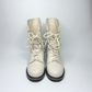 Christian Dior Off-White Cream Leather Lace-Up Boots