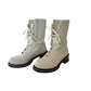 Christian Dior Off-White Cream Leather Lace-Up Boots Size 38