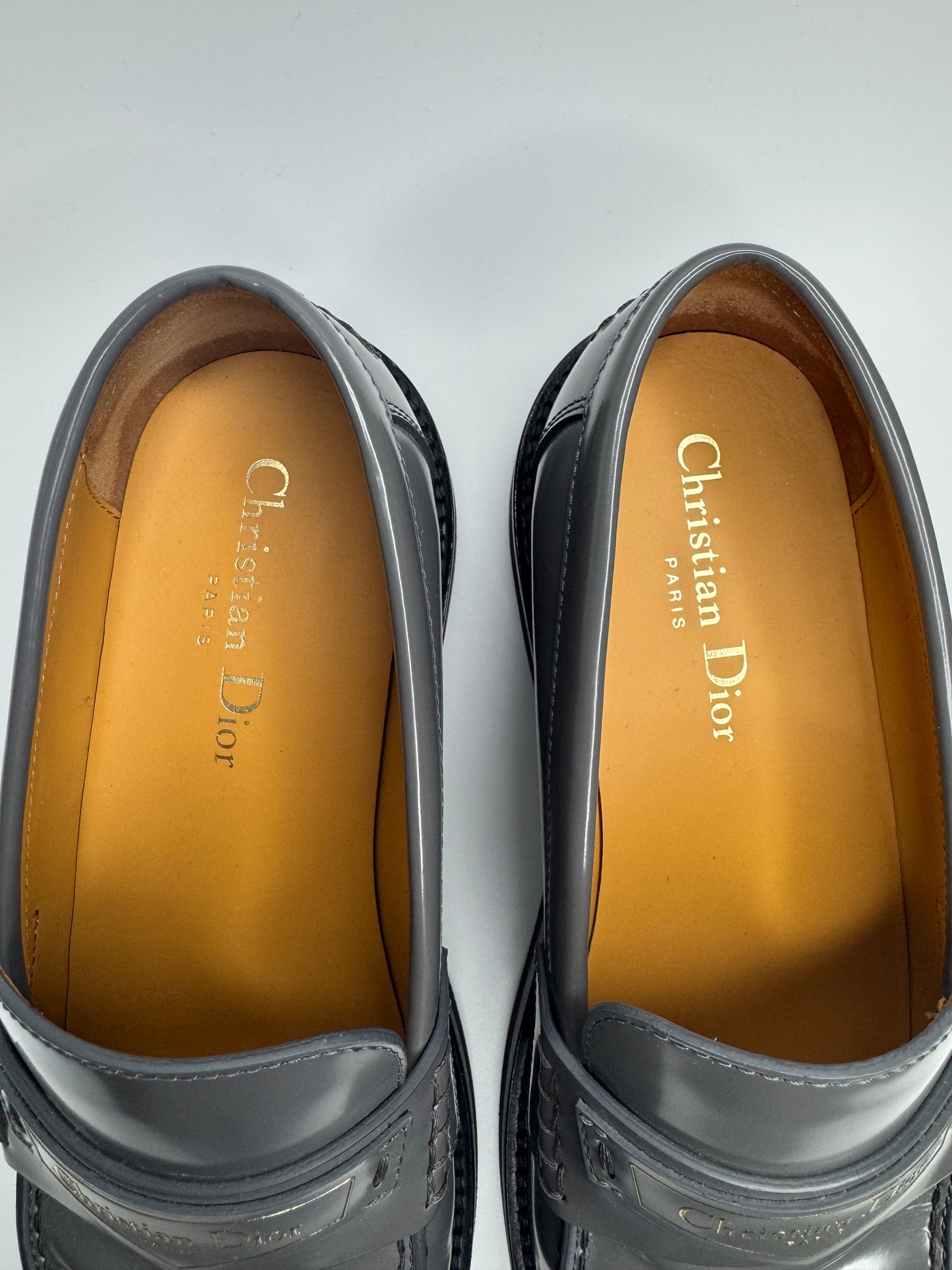 Christian Dior New Boy Grey Leather Flats – Size 38