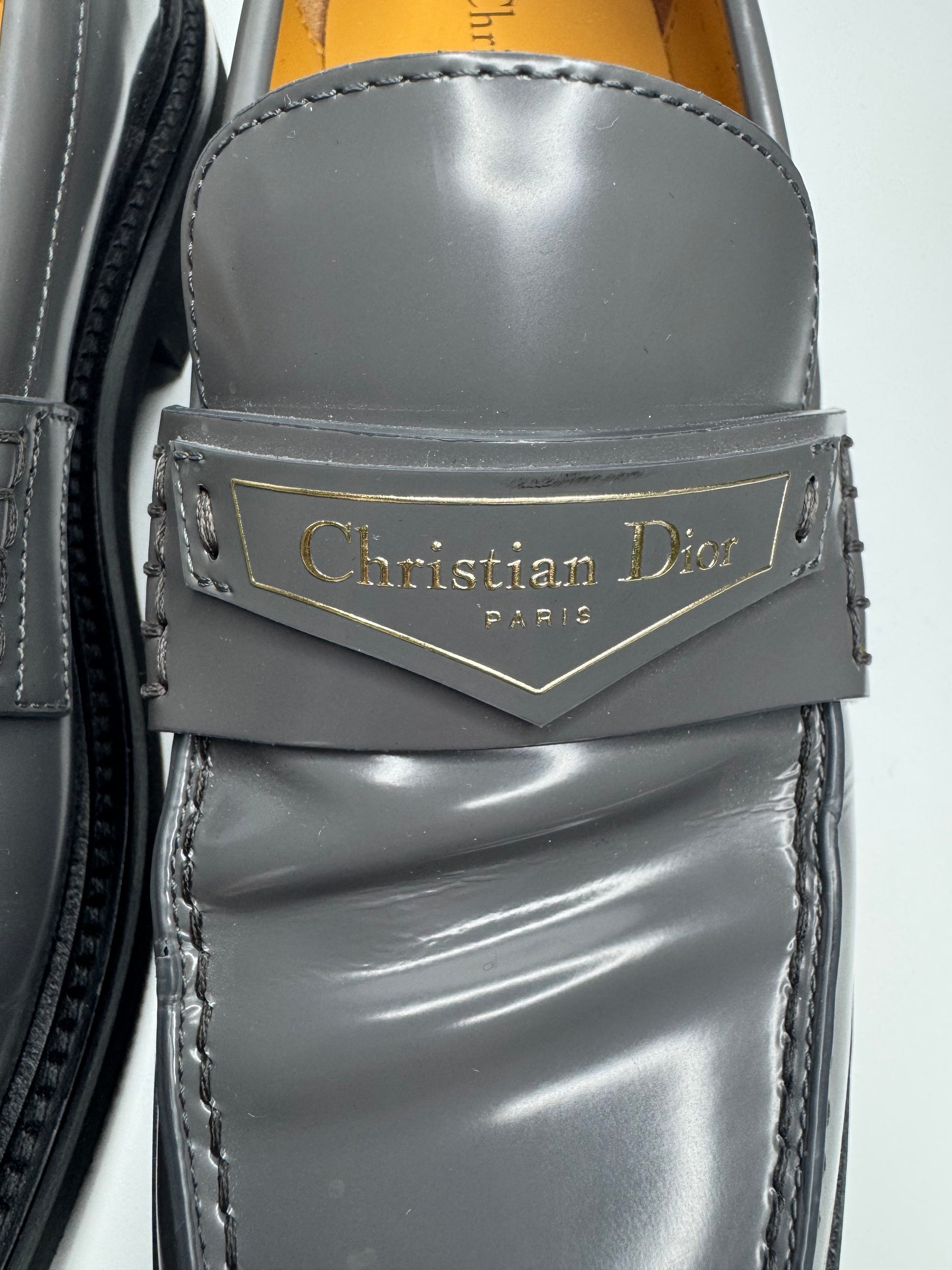 Christian Dior New Boy Grey Leather Flats