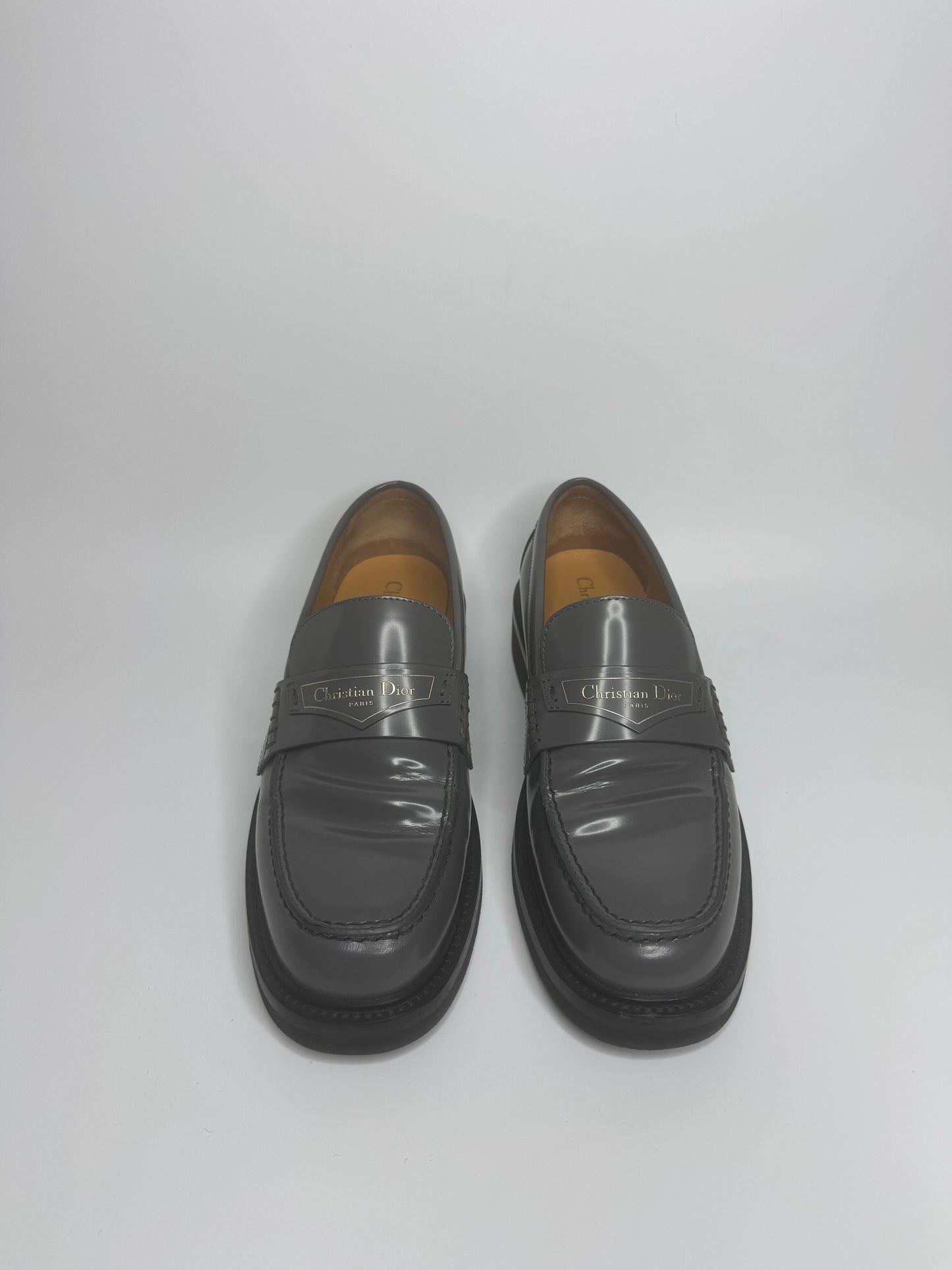 Christian Dior New Boy Grey Leather Flats – Size 38