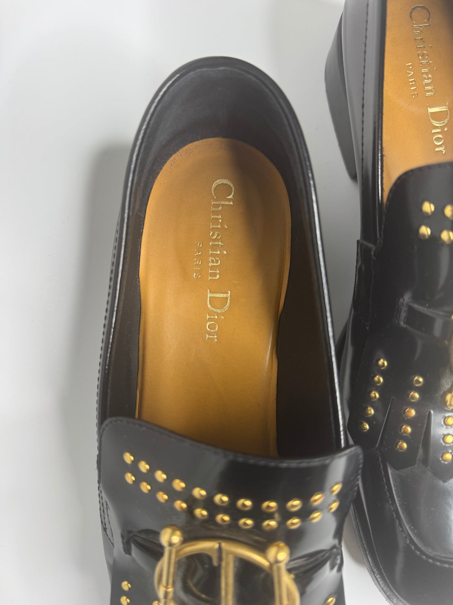 Christian Dior Black Patent Leather Flats – Size 38, Timeless Italian Luxury