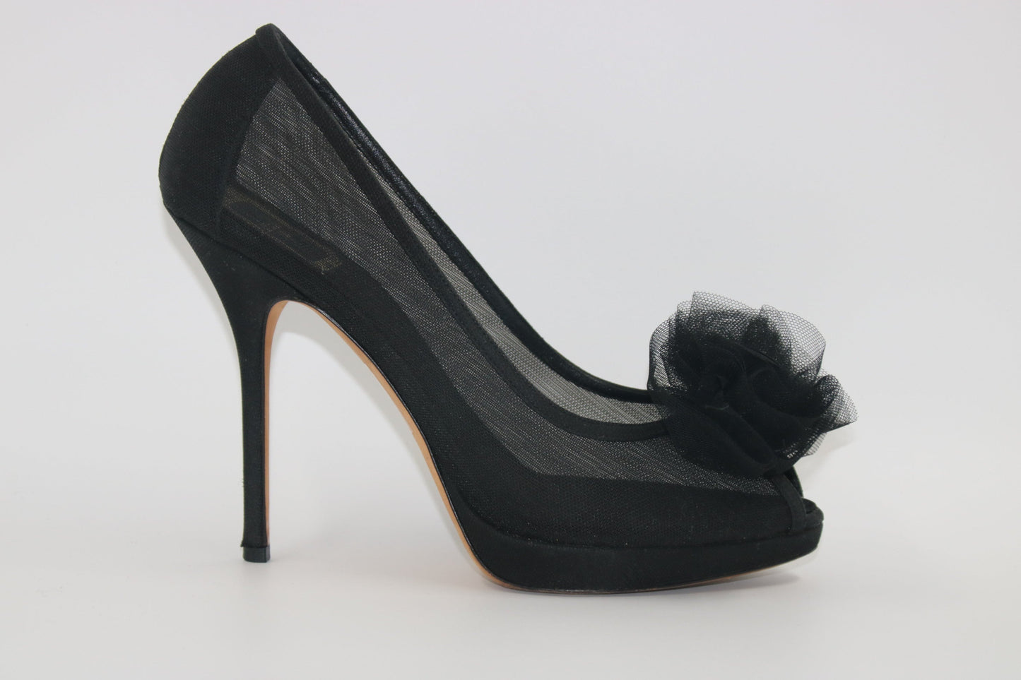 CHRISTIAN DIOR Schwarzer Peeptoe-Pumps mit hohem Absatz