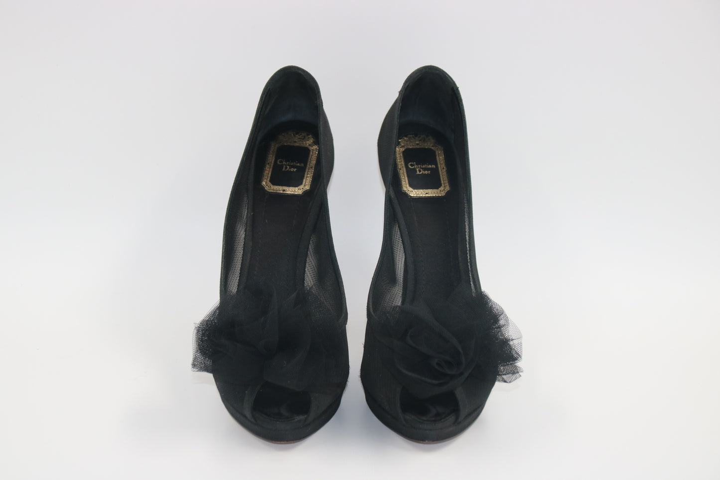 CHRISTIAN DIOR Черные туфли-лодочки на высоком каблуке с открытым носком
