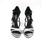 CHANEL Black/Silver Satin Ankle Strap Sandals | Size 40 | Krung Embellished | Made in Italy