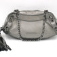 CHANEL Metallic Grey Leather Tassel Evening Bag