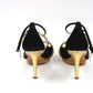 CHRISTIAN DIOR Черно-золотые кожаные сандалии на высоком каблуке