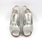 GINA Silver Satin Crystal Embellished Peep Toe Platform Slingback Sandals Size 7 UK