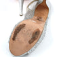 GINA - Sandales à bride arrière à plate-forme peep toe ornées de cristaux argentés satinés