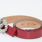 VALENTINO CARAVANI Burgundy Patent Leather Belt – 85CM with Crystals & Iconic Logo