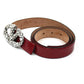 VALENTINO CARAVANI Burgundy Patent Leather Belt – 85CM with Crystals & Iconic Logo