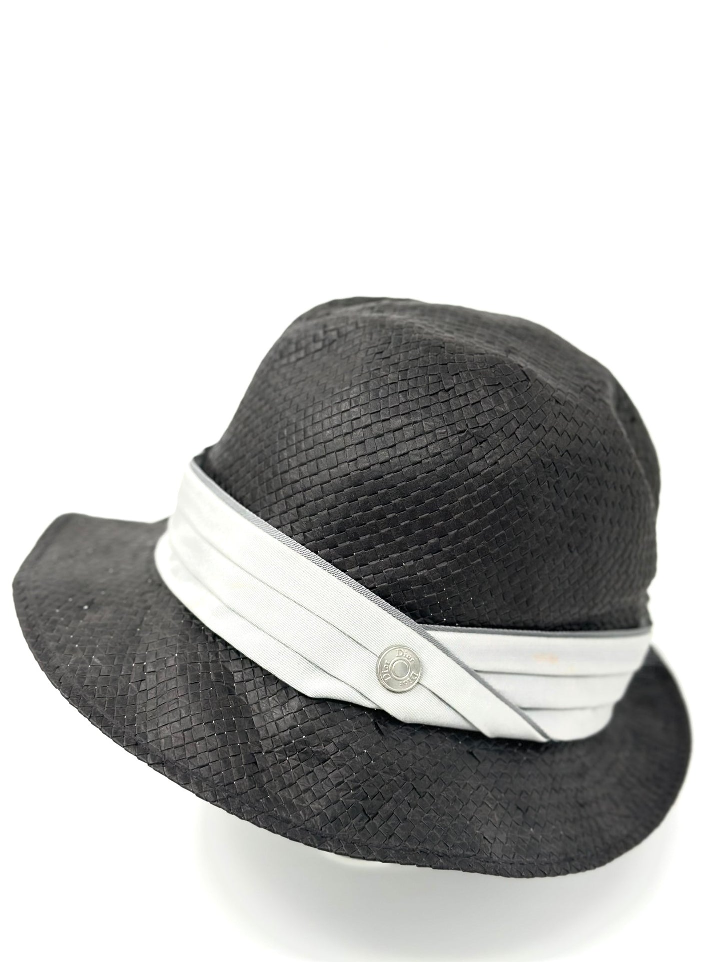 CHRISTIAN DIOR כובע קש שחור | מידה T4 (ילדים) | מצב טוב