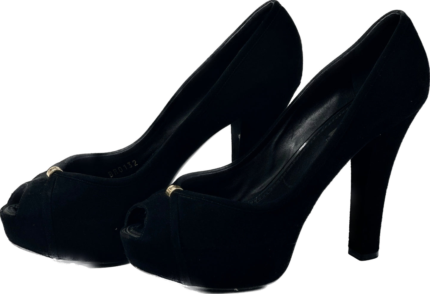 נעלי משאבת פלטפורמת זמש שחורות של לואי ויטון עם פירוט מתכת LV