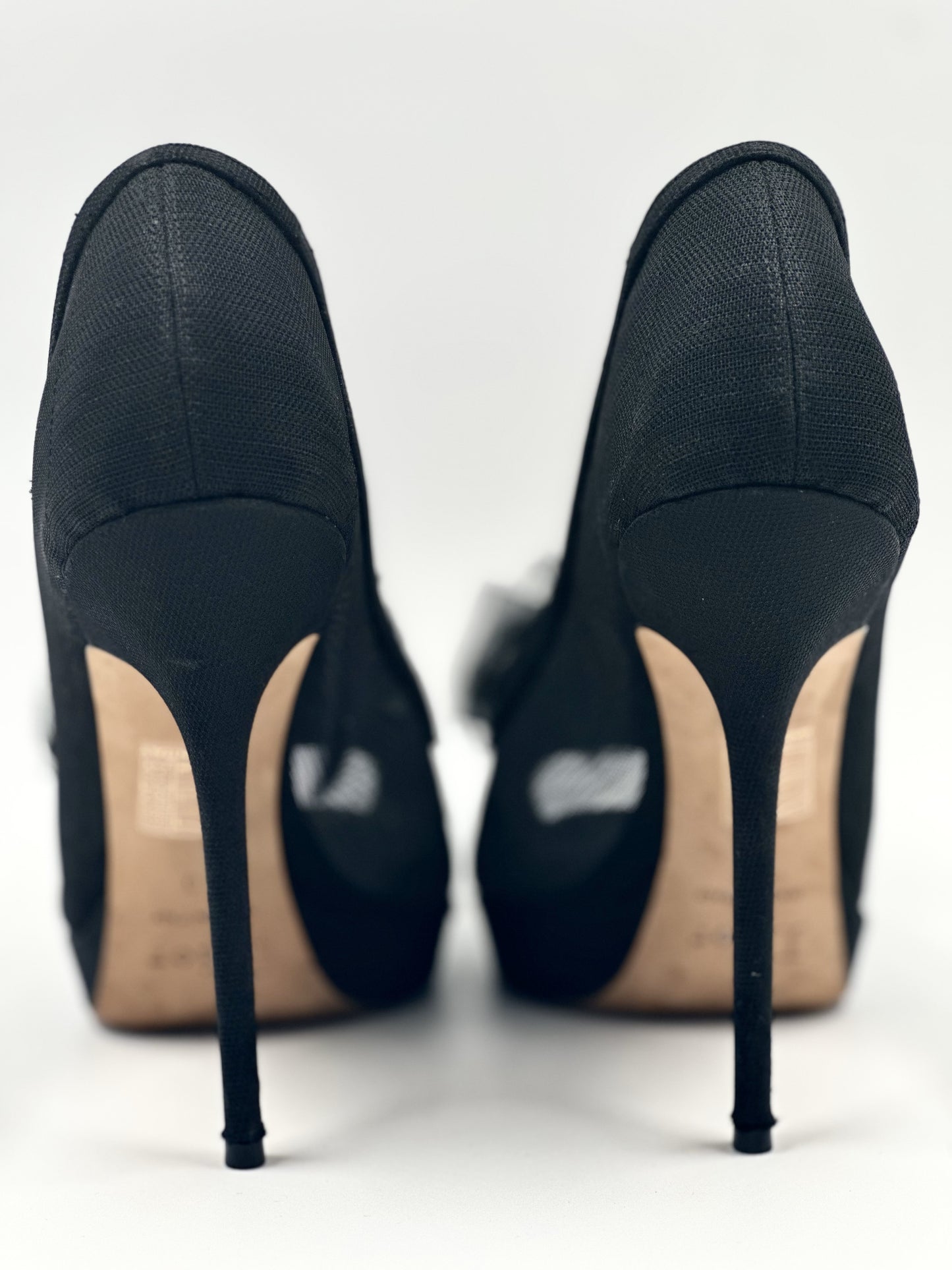 CHRISTIAN DIOR Schwarzer Peeptoe-Pumps mit hohem Absatz