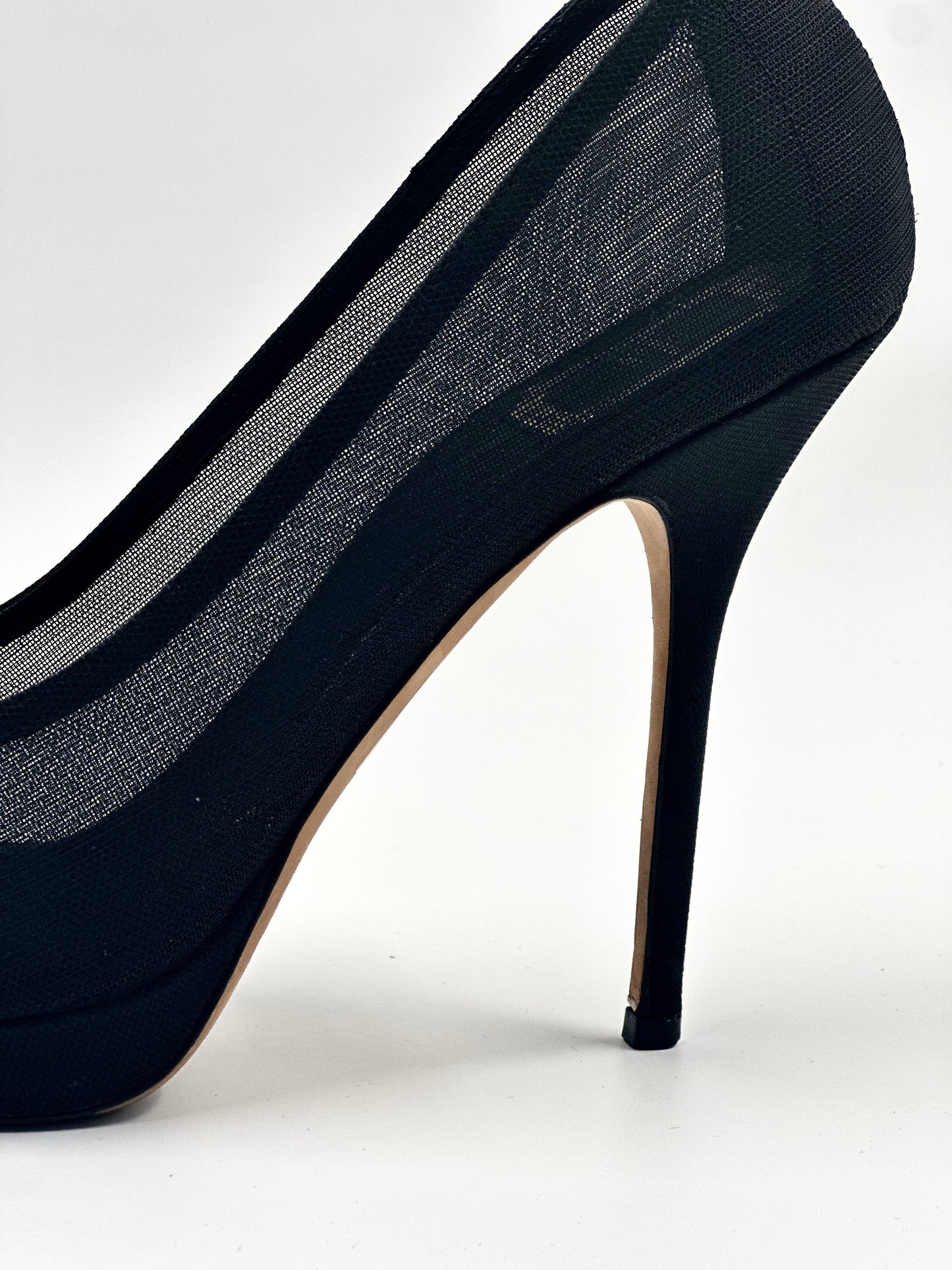 CHRISTIAN DIOR Black High Heel Pump Peep Toe