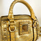 Gianni Versace Gold Croc Embossed Leather Mini Boston Bag | Very Good Condition | Small Size