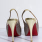 CHRISTIAN LOUBOUTIN Glitter Sling-back Platform Heels Shoes | Size IT 38 | Good Condition with Minor Defect | Made in Italy