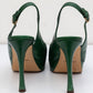 YVES SAINT LAURENT Green Leather Sling-back Pumps Heels