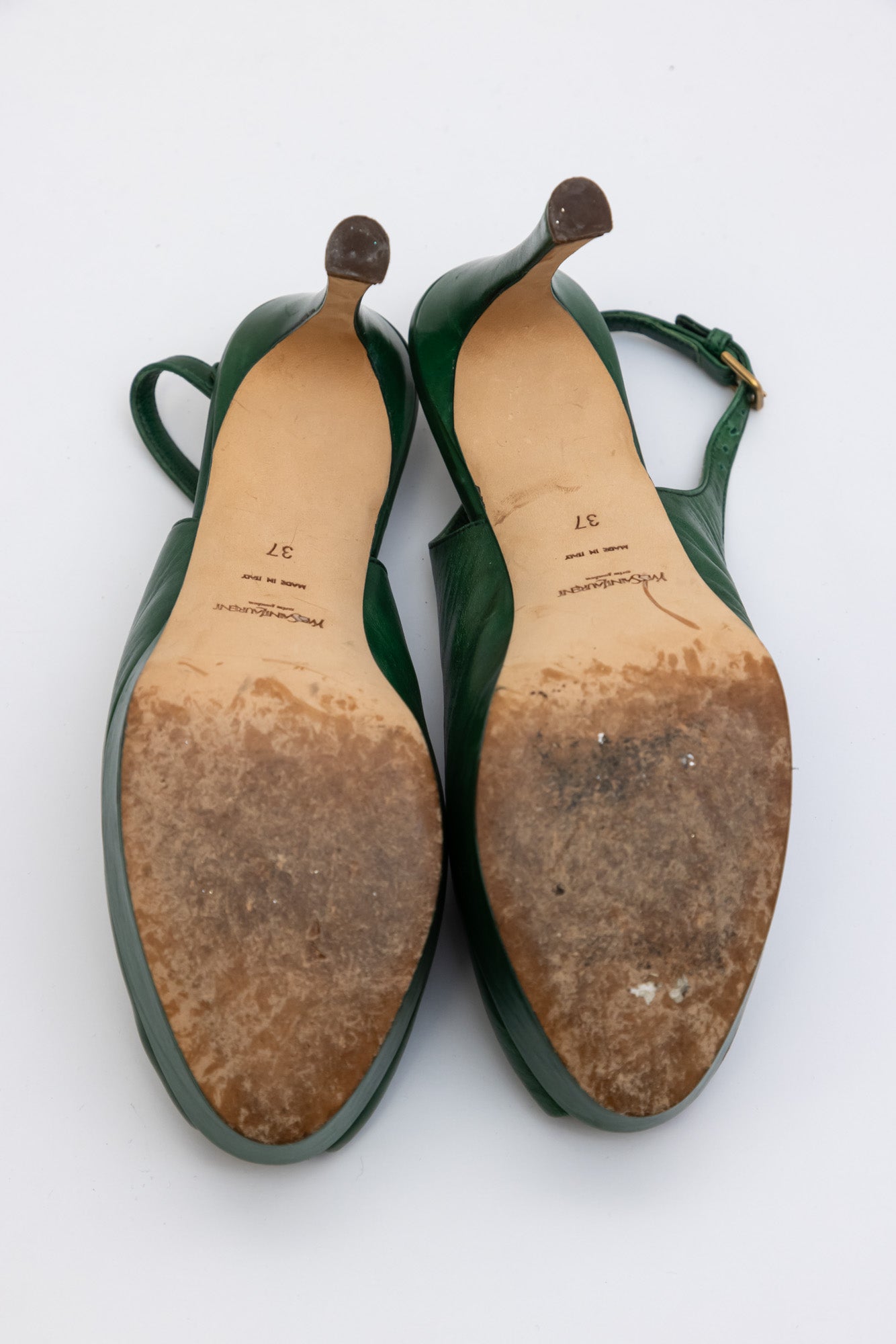 נעלי עקב של YVES SAINT LAURENT עור ירוק