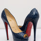 CHRISTIAN LOUBOUTIN Blue Crocodile Leather Pumps | Size IT 37.5 | Very Good Condition | Made in Italy