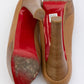 CHRISTIAN LOUBOUTIN Туфли-лодочки на платформе с красной подошвой и открытым носком на деревянном каблуке светло-коричневого цвета