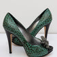 Leather turquoise Leopard Heels Shoes