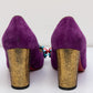 CHRISTIAN LOUBOUTIN Purple Suede Oaxacana Jeweled Pumps | Very Good Condition | Made in Italy