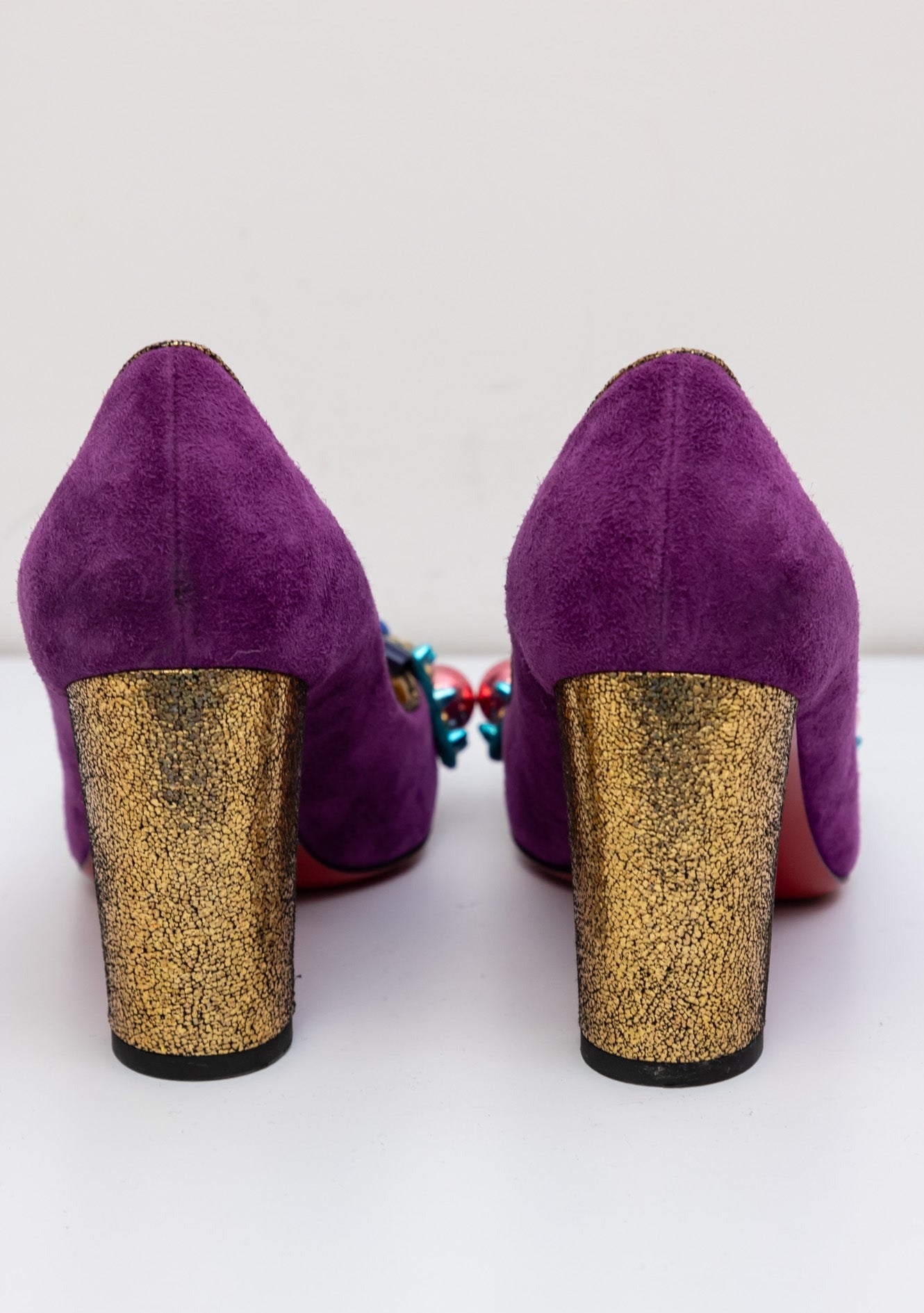 CHRISTIAN LOUBOUTIN Purple Suede Oaxacana Jeweled Pumps | Very Good Condition | Made in Italy